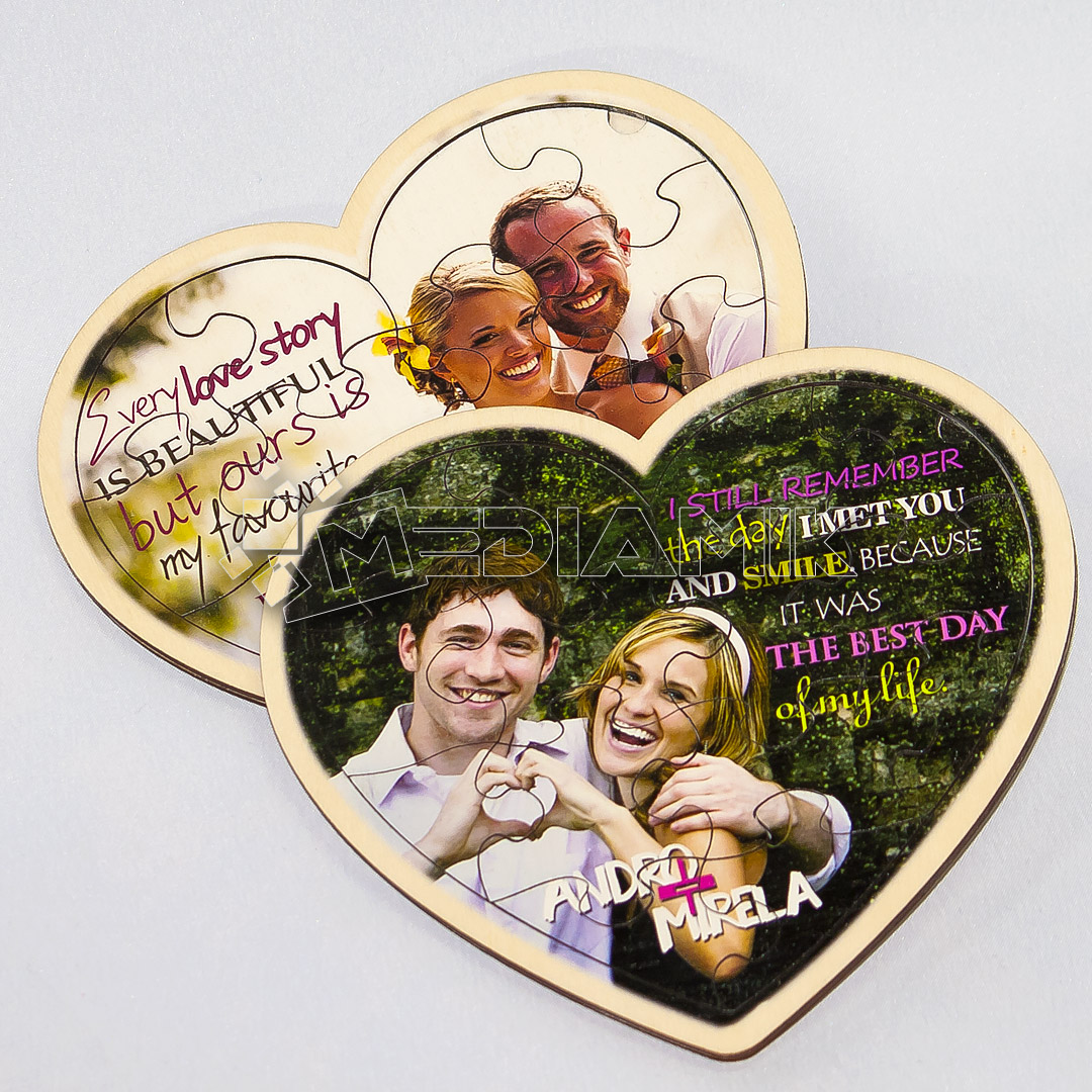 Drvene puzzle oblika srca – zaljubljeni